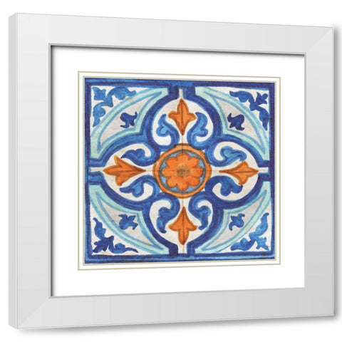 Colorful Tile I White Modern Wood Framed Art Print with Double Matting by Medley, Elizabeth
