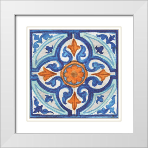 Colorful Tile I White Modern Wood Framed Art Print with Double Matting by Medley, Elizabeth