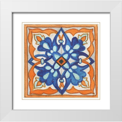 Colorful Tile II White Modern Wood Framed Art Print with Double Matting by Medley, Elizabeth