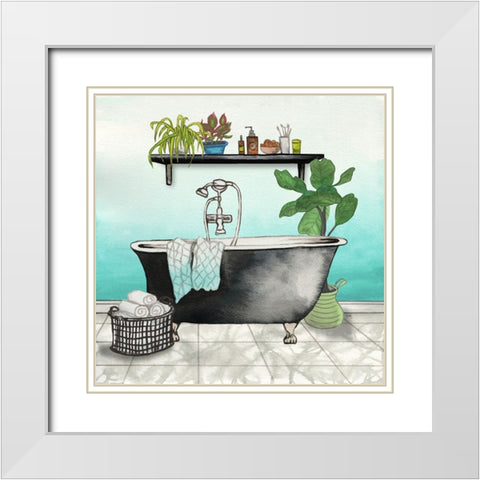 Plant House Bath Square I White Modern Wood Framed Art Print with Double Matting by Medley, Elizabeth