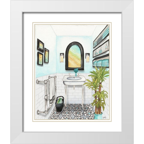 Boho Bath II White Modern Wood Framed Art Print with Double Matting by Medley, Elizabeth