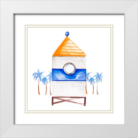 Lifeguard House II White Modern Wood Framed Art Print with Double Matting by Del Sol, Ani
