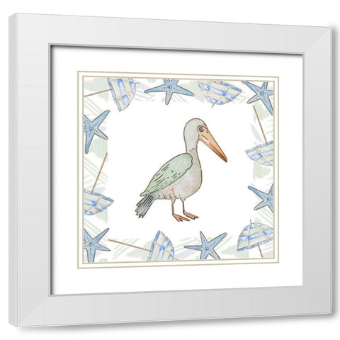 Birds On The Beach I White Modern Wood Framed Art Print with Double Matting by Del Sol, Ani