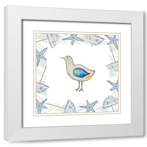 Birds On The Beach II White Modern Wood Framed Art Print with Double Matting by Del Sol, Ani