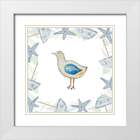 Birds On The Beach II White Modern Wood Framed Art Print with Double Matting by Del Sol, Ani