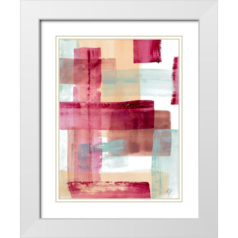 Rose and Peach I White Modern Wood Framed Art Print with Double Matting by Loreth, Lanie