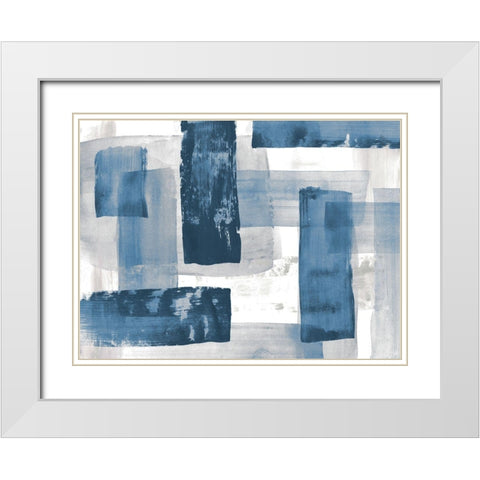 Navy Blue And Gray White Modern Wood Framed Art Print with Double Matting by Loreth, Lanie