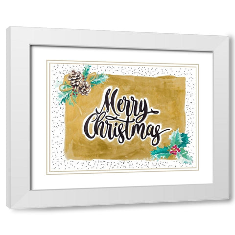 Merry Christmas White Modern Wood Framed Art Print with Double Matting by Pinto, Patricia