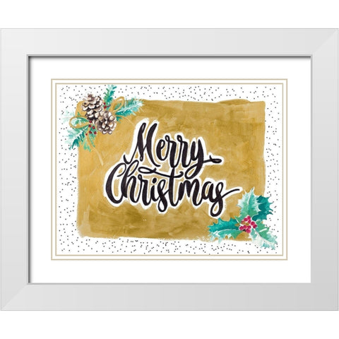 Merry Christmas White Modern Wood Framed Art Print with Double Matting by Pinto, Patricia