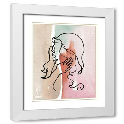 Girly Contour White Modern Wood Framed Art Print with Double Matting by Medley, Elizabeth