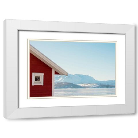Winter Cabin White Modern Wood Framed Art Print with Double Matting by Wilson, Kali