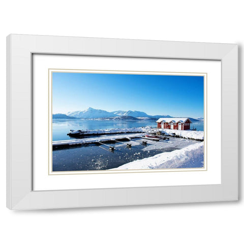 Fishing Dock on the Fjord White Modern Wood Framed Art Print with Double Matting by Wilson, Kali