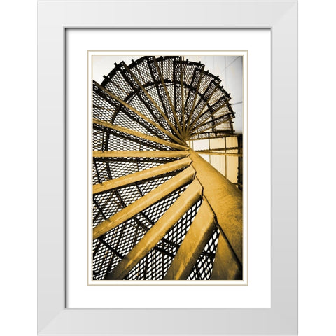 Golden Staircase Spiral White Modern Wood Framed Art Print with Double Matting by Wilson, Kali