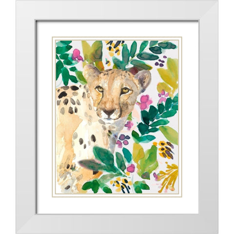 Garden Cheetah White Modern Wood Framed Art Print with Double Matting by Loreth, Lanie