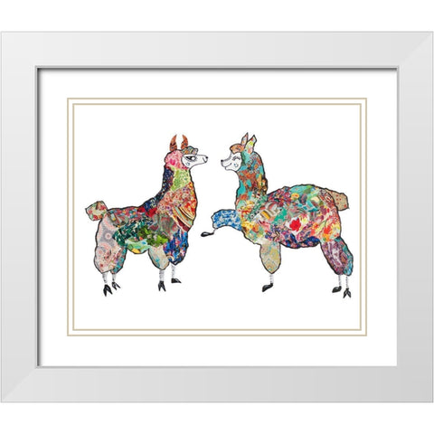 Happy Llamas White Modern Wood Framed Art Print with Double Matting by Ritter, Gina