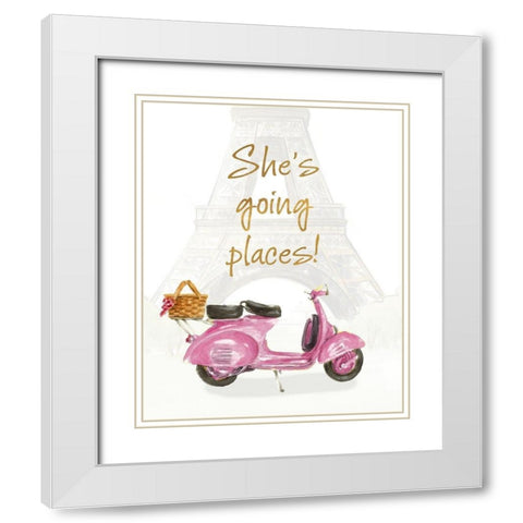 Shes Going Places I White Modern Wood Framed Art Print with Double Matting by Loreth, Lanie