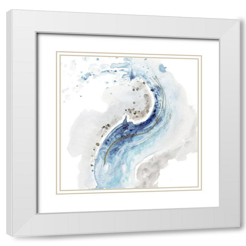 Scrambled Blue River White Modern Wood Framed Art Print with Double Matting by Pinto, Patricia