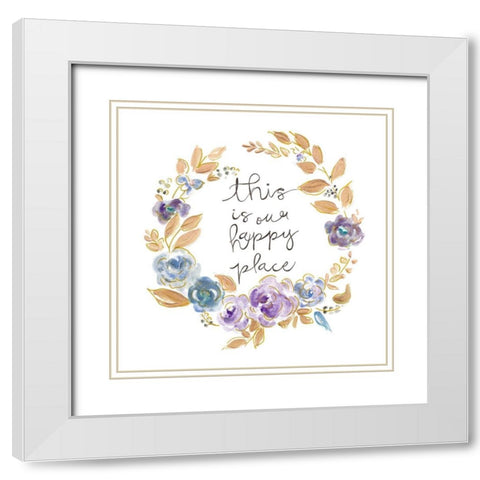 Inspirational Flower Wreath White Modern Wood Framed Art Print with Double Matting by Pinto, Patricia