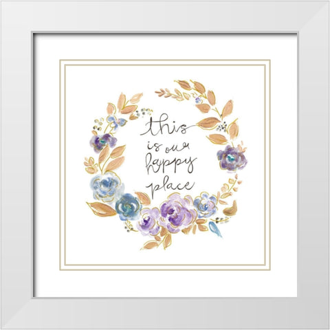 Inspirational Flower Wreath White Modern Wood Framed Art Print with Double Matting by Pinto, Patricia