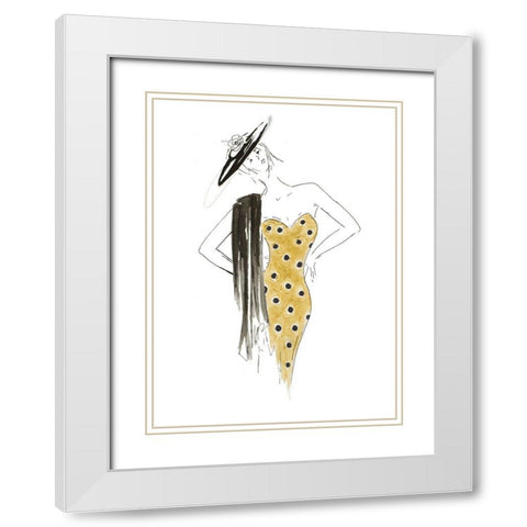 Fashion Sketch III White Modern Wood Framed Art Print with Double Matting by Pinto, Patricia