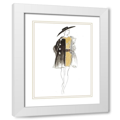 Fashion Sketch I White Modern Wood Framed Art Print with Double Matting by Pinto, Patricia