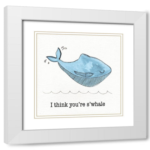Whale I White Modern Wood Framed Art Print with Double Matting by Torres, Melanie