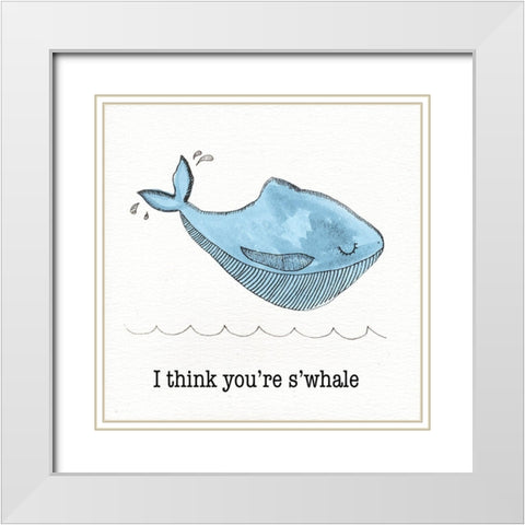 Whale I White Modern Wood Framed Art Print with Double Matting by Torres, Melanie