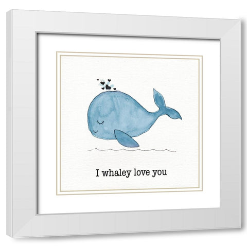 Whale II White Modern Wood Framed Art Print with Double Matting by Torres, Melanie