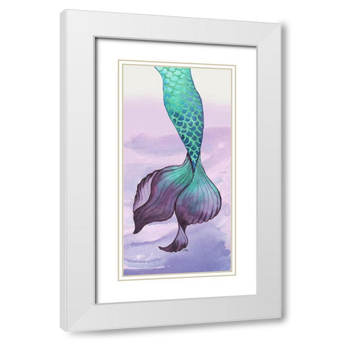 Mermaid Tail Teal White Modern Wood Framed Art Print with Double Matting by Medley, Elizabeth