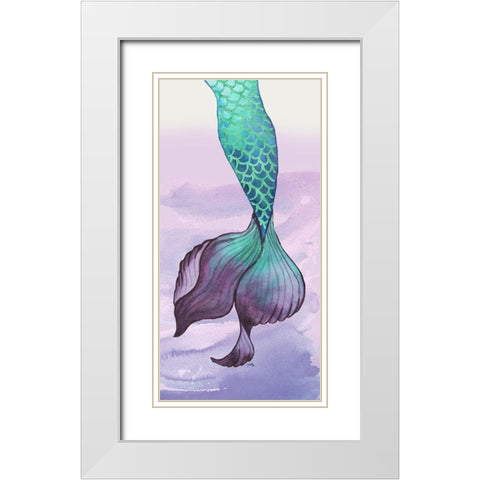 Mermaid Tail Teal White Modern Wood Framed Art Print with Double Matting by Medley, Elizabeth