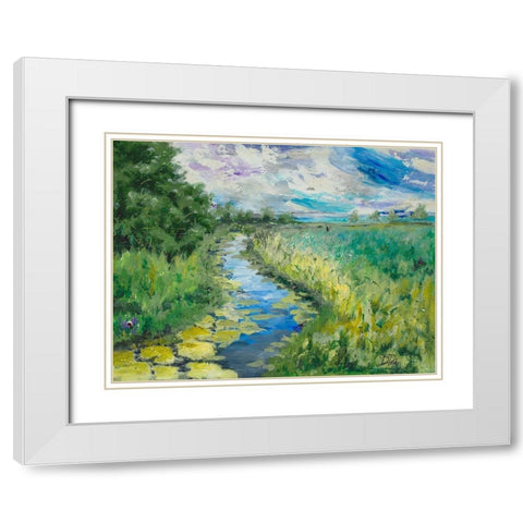 Summer Fields White Modern Wood Framed Art Print with Double Matting by Pinto, Patricia