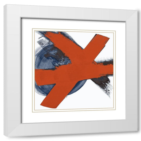 Red Moon Abstract I White Modern Wood Framed Art Print with Double Matting by Pinto, Patricia