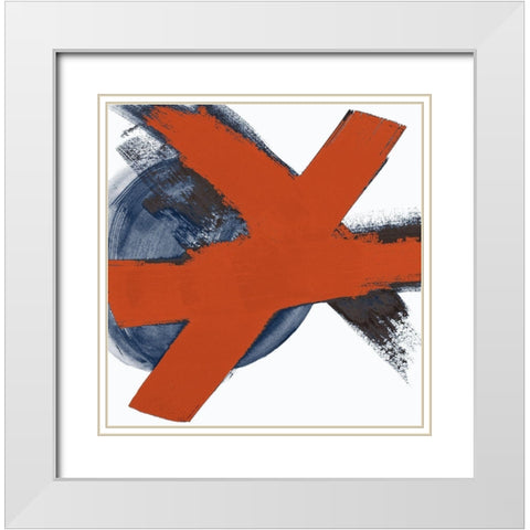 Red Moon Abstract I White Modern Wood Framed Art Print with Double Matting by Pinto, Patricia