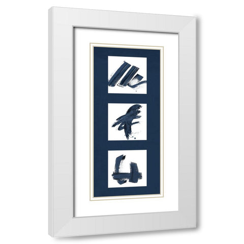 Navy Sign Trio I White Modern Wood Framed Art Print with Double Matting by Pinto, Patricia