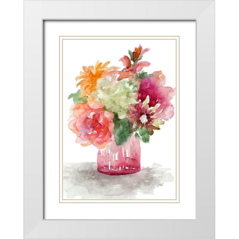 Spring Florals in Vase White Modern Wood Framed Art Print with Double Matting by Loreth, Lanie