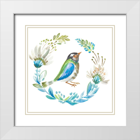 Little Bird Floral IIII White Modern Wood Framed Art Print with Double Matting by Del Sol, Ani