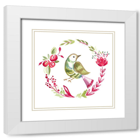 Little Bird Floral I White Modern Wood Framed Art Print with Double Matting by Del Sol, Ani