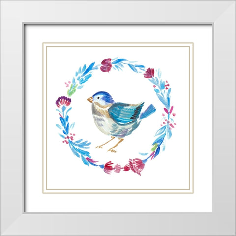 Little Bird Floral IV White Modern Wood Framed Art Print with Double Matting by Del Sol, Ani
