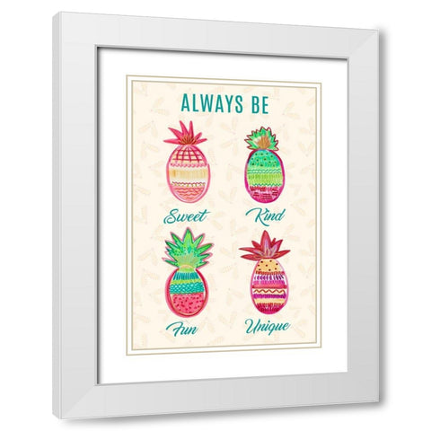Pineapple Mix White Modern Wood Framed Art Print with Double Matting by Del Sol, Ani