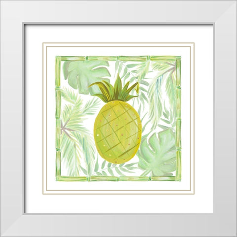 Tropical Pineapple I White Modern Wood Framed Art Print with Double Matting by Del Sol, Ani