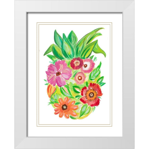 Tropical Blooming Pineapple White Modern Wood Framed Art Print with Double Matting by Del Sol, Ani