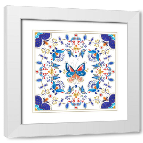 Retro Floral III White Modern Wood Framed Art Print with Double Matting by Del Sol, Ani