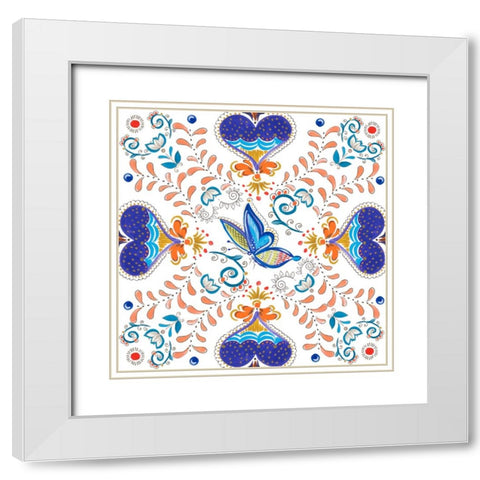 Retro Floral IV White Modern Wood Framed Art Print with Double Matting by Del Sol, Ani