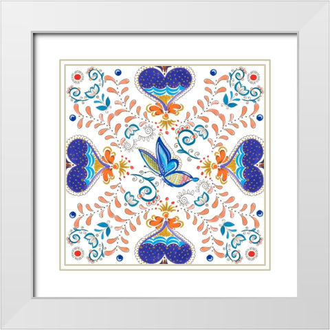 Retro Floral IV White Modern Wood Framed Art Print with Double Matting by Del Sol, Ani