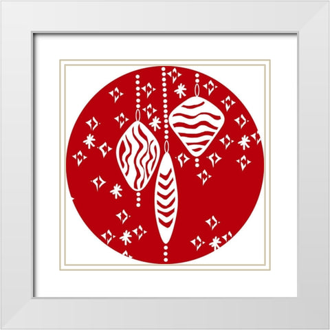 Christmas Deco Circle I White Modern Wood Framed Art Print with Double Matting by Biscardi, Nicholas