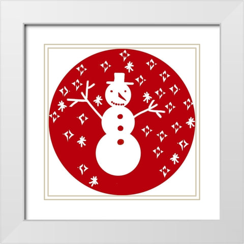 Christmas Deco Circle IV White Modern Wood Framed Art Print with Double Matting by Biscardi, Nicholas