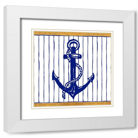 Nautical Anchor I White Modern Wood Framed Art Print with Double Matting by Pinto, Patricia