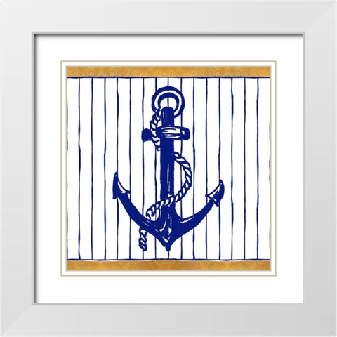 Nautical Anchor I White Modern Wood Framed Art Print with Double Matting by Pinto, Patricia