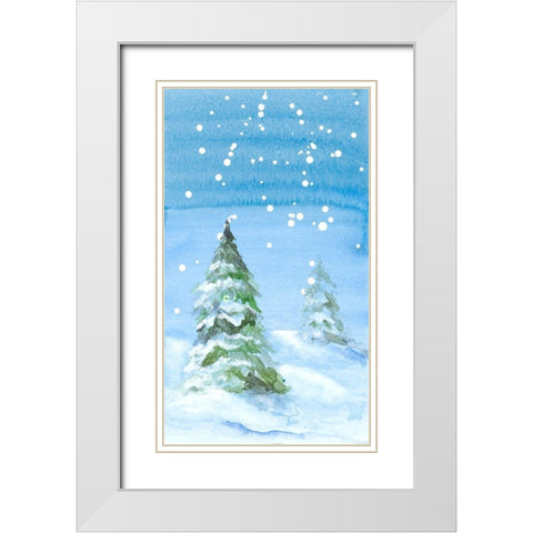 Snowy Pines White Modern Wood Framed Art Print with Double Matting by Loreth, Lanie