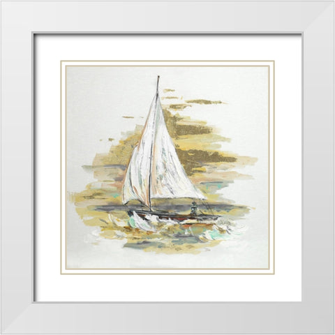 Sailing at Sunset I White Modern Wood Framed Art Print with Double Matting by Pinto, Patricia